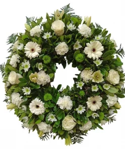 Corona de flores funeral DESCANSO