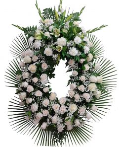 Corona de Rosas Blancas para difuntos precio