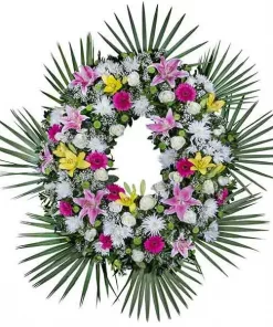 precio corona de flores funeraria para tanatorio san isidro