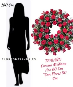 Tamaño de corona de rosas para funeral