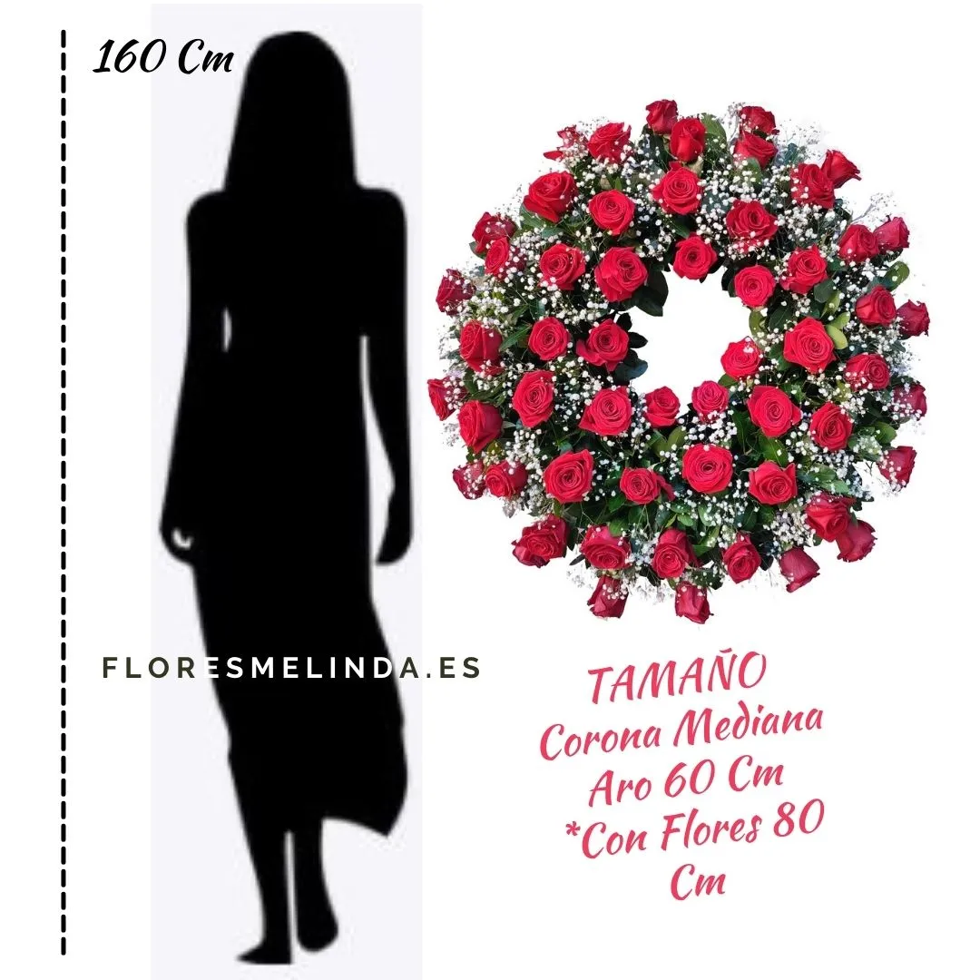 Tamaño de corona de rosas para funeral
